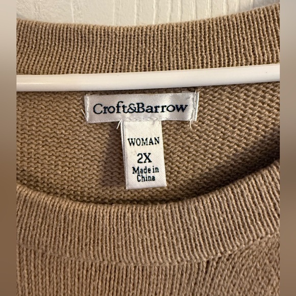 Croft & Barrow Tan and Cream Striped Top - Picture 3 of 3